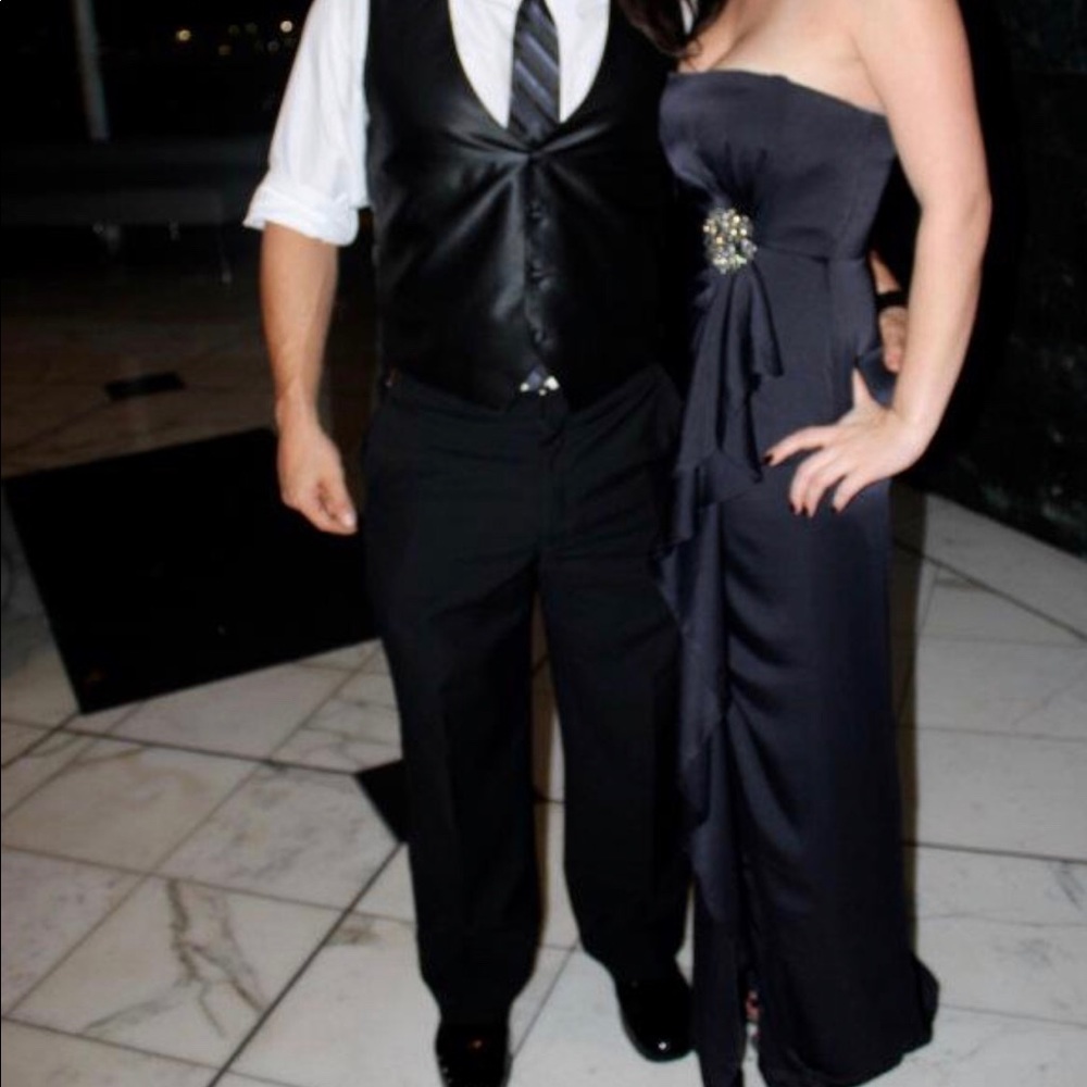 Long formal navy blue dress